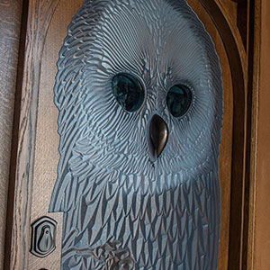 2019 Neuenschwander Doors Glass Owl Front Door Detail