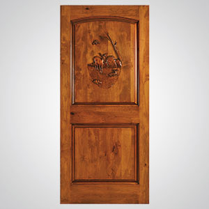 Neuenschwander Knotty Alder Hand Carved Deer Scene Interior Door